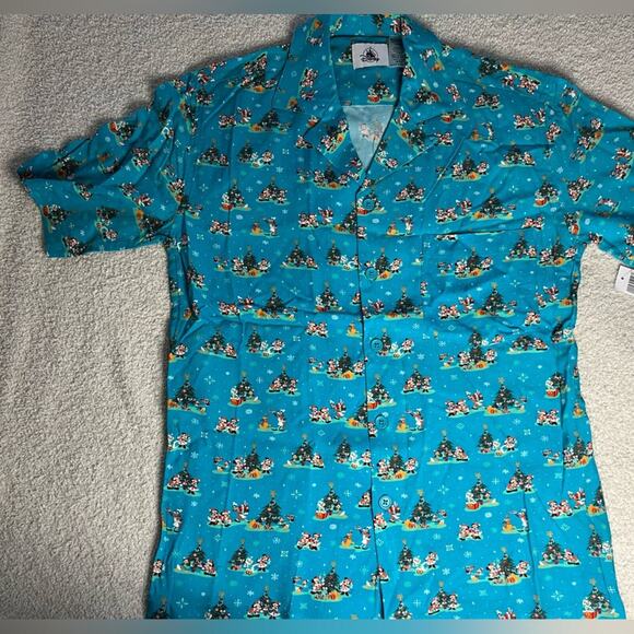 Disney Parks Christmas Holiday Santa Mickey Mouse and Friends Camp Shirt Size XS - Picture 2 of 6